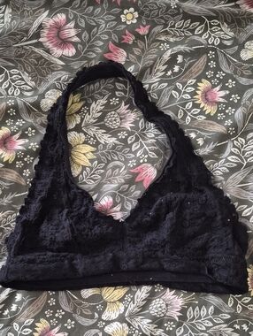 2/$10 Lace Halter Bralette — Black